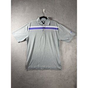 FootJoy Mens Polo Athliesure golfcore Shirt Gray & Purple Stripe Size L